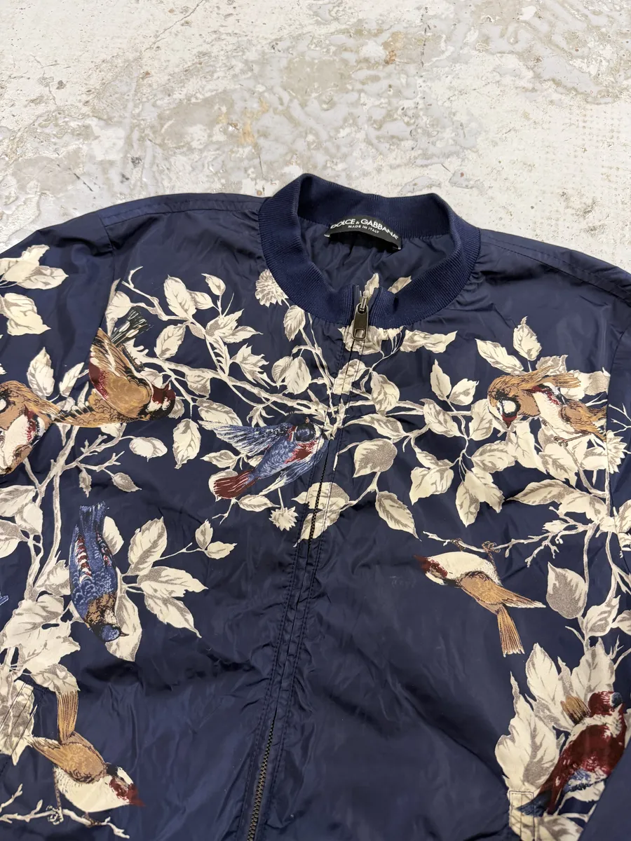 SS2016 Dolce & Gabbana Navy Floral Light Nylon Windbreaker Jacket - Image 6