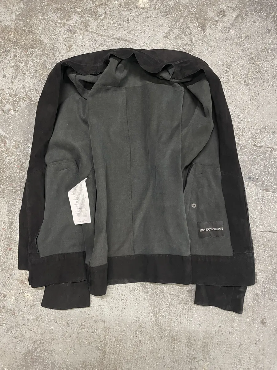 SS2016 Emporio Armani Black Suede Leather Jacket - Image 4