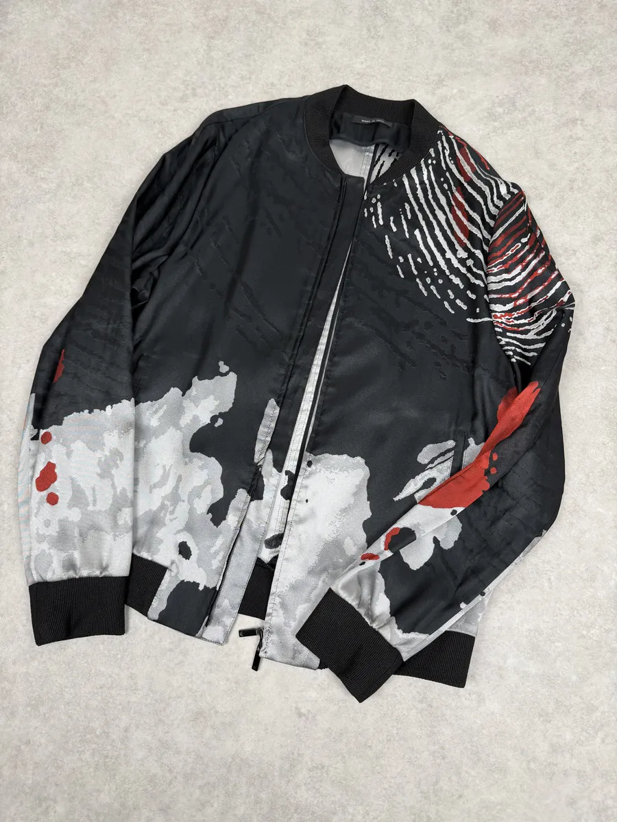 SS2016 Emporio Armani Black & White Modern Abstract Bomber Jacket - Image 8