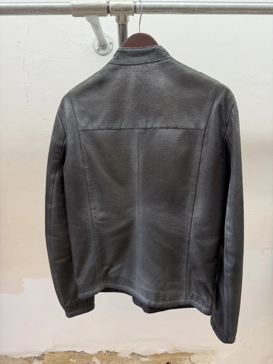 SS2016 Emporio Armani Blue Python Embossed Leather Jacket - Image 2