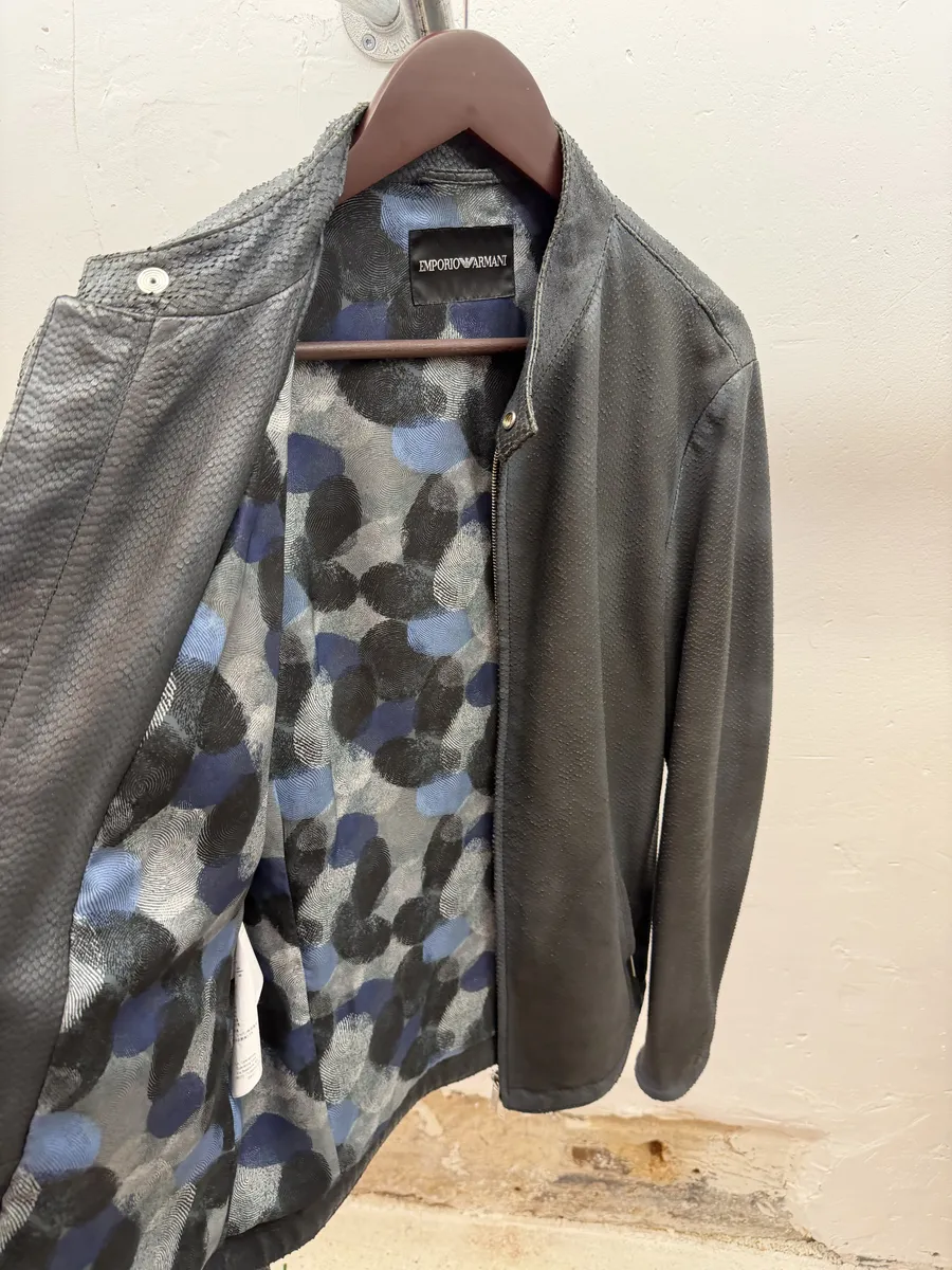 SS2016 Emporio Armani Blue Python Embossed Leather Jacket - Image 9