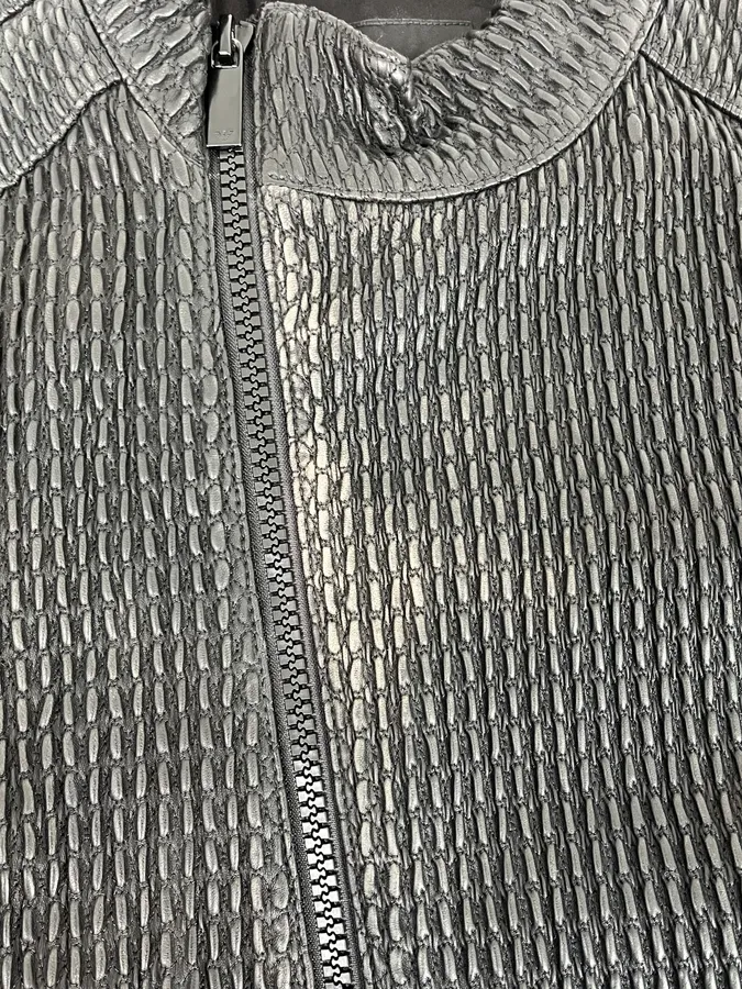 SS2016 Emporio Armani Woven Asymmetrical Leather Jacket - Image 13