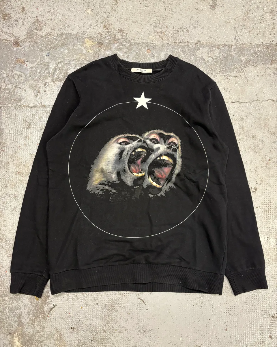 SS2016 Givenchy Black Monkeys Star Crewneck Sweater by Riccardo Tisci
