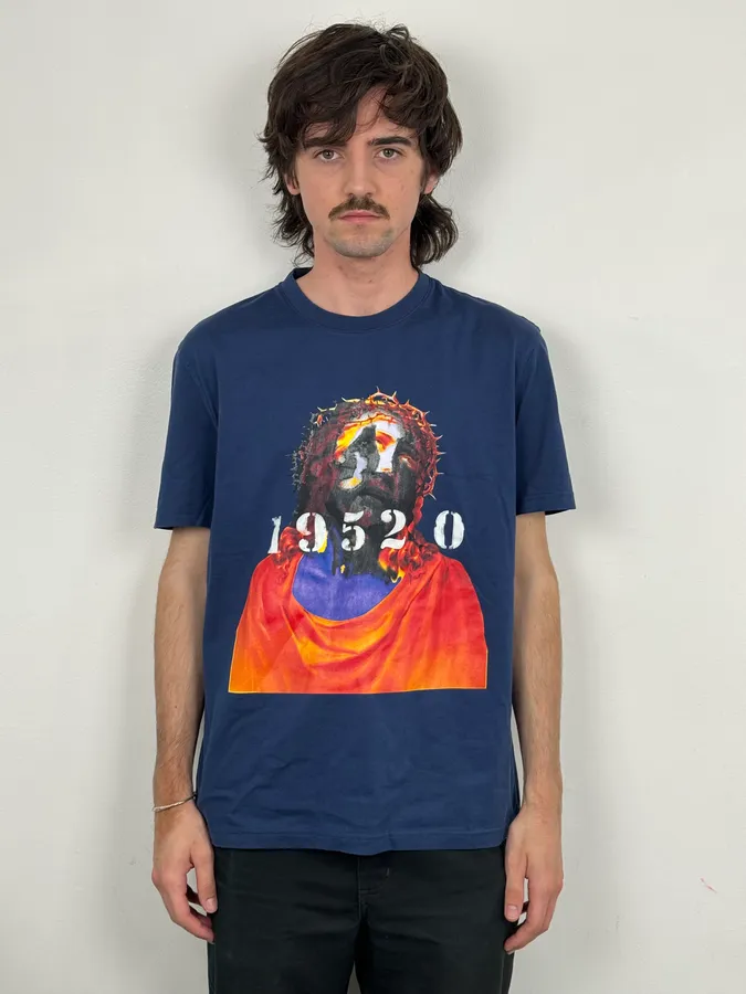 SS2016 Givenchy Blue 19520 Jesus Christ Portrait T-Shirt - Image 2