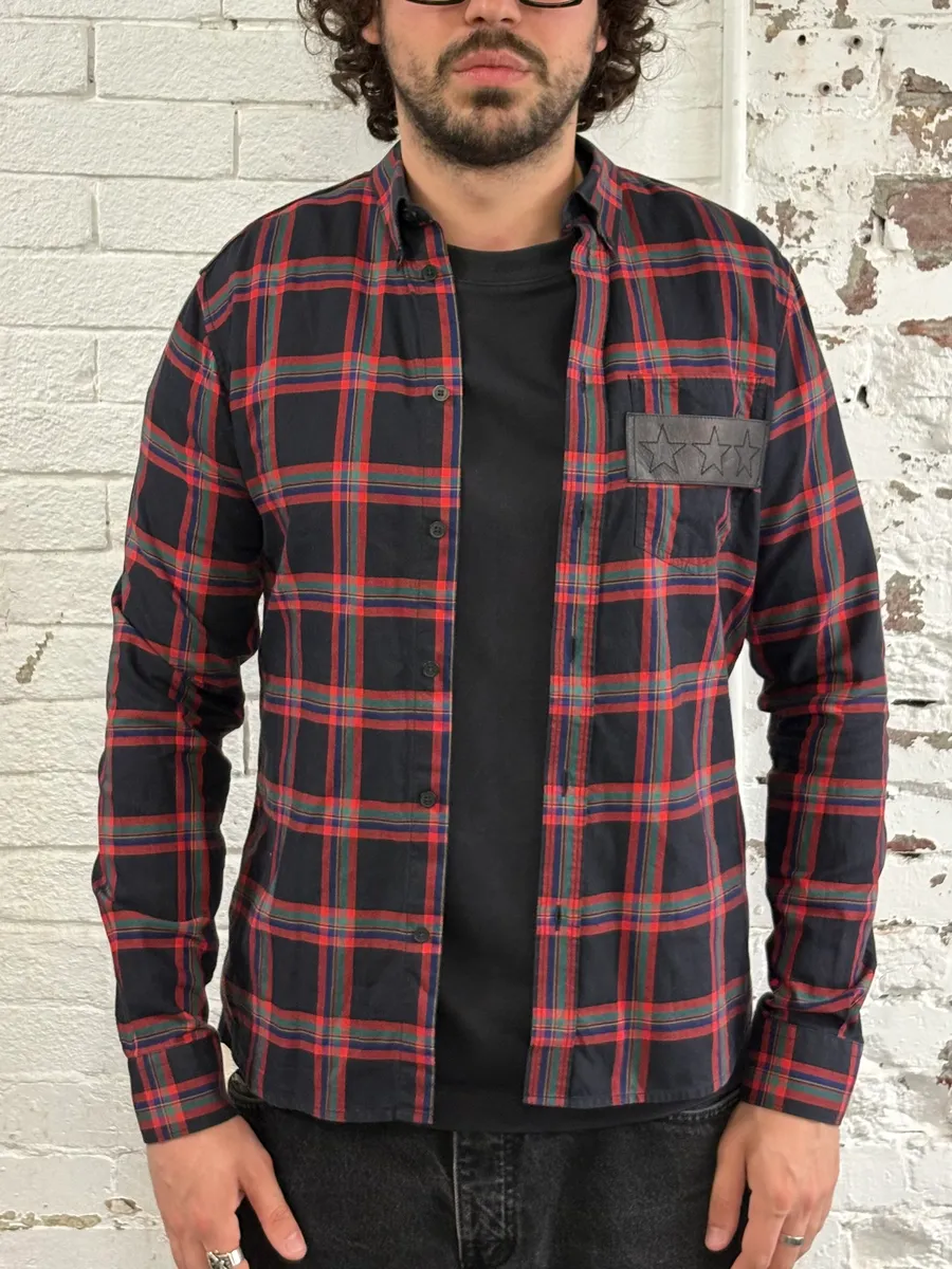 SS2016 Givenchy Star Leather Patch Tartan Shirt by Riccardo Tisci - Image 2