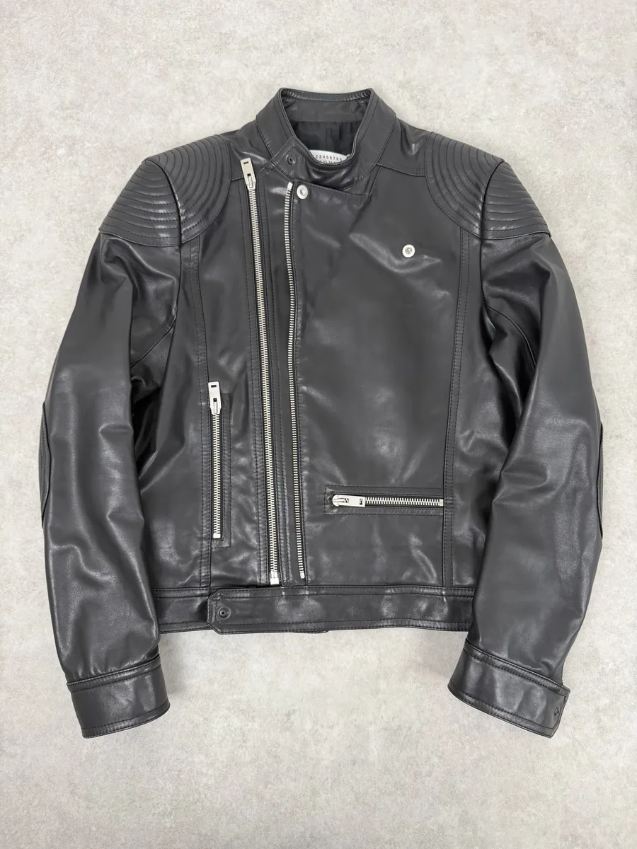 SS2016 Maison Margiela Black Premium Biker Calf Leather Jacket - Image 5