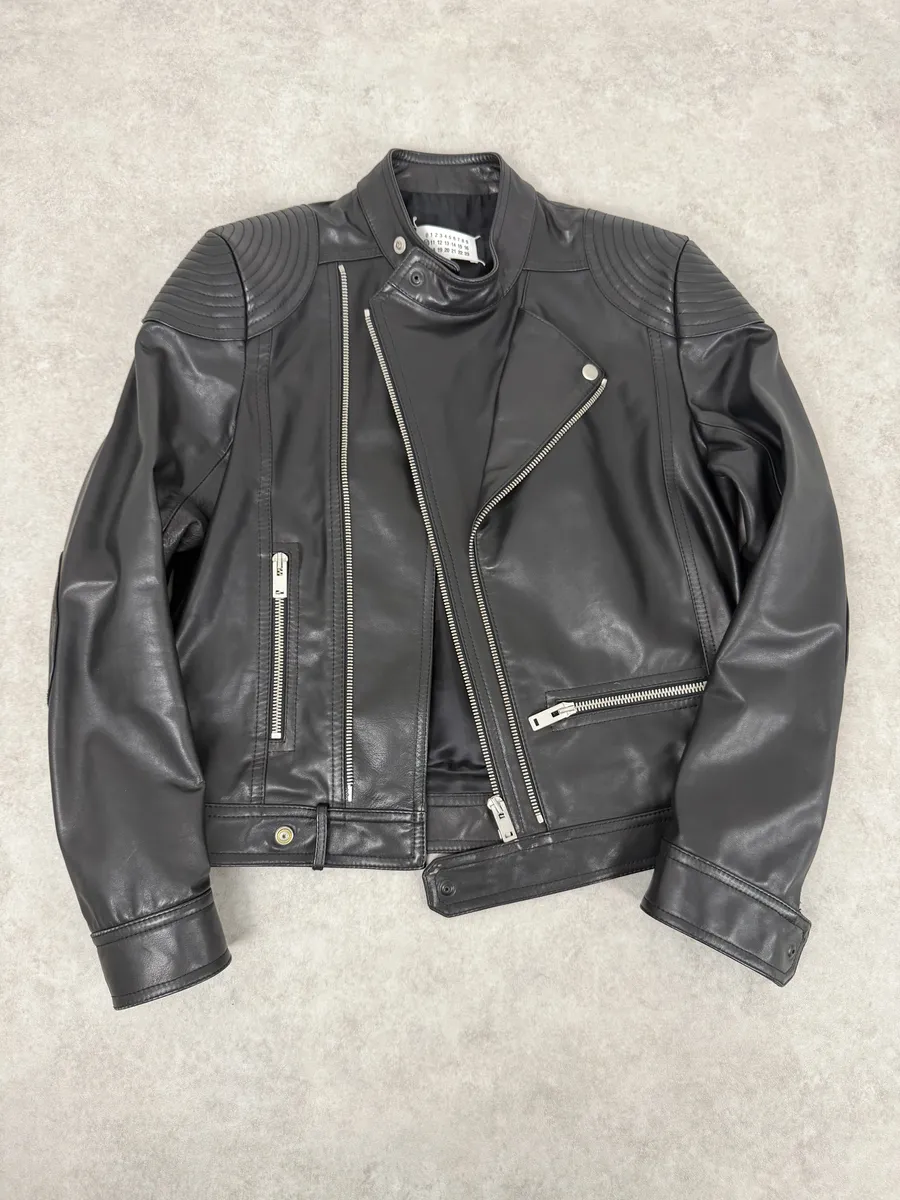 SS2016 Maison Margiela Black Premium Biker Calf Leather Jacket - Image 6