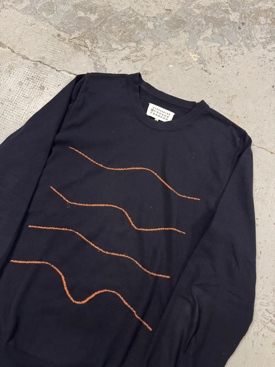 SS2016 Maison Margiela Navy Lined Signature Sweater - Image 5