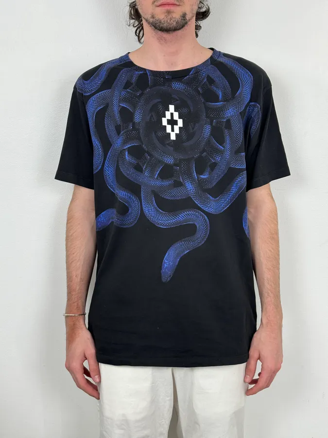 SS2016 Marcelo Burlon Black & Navy Snake T-Shirt - Image 2