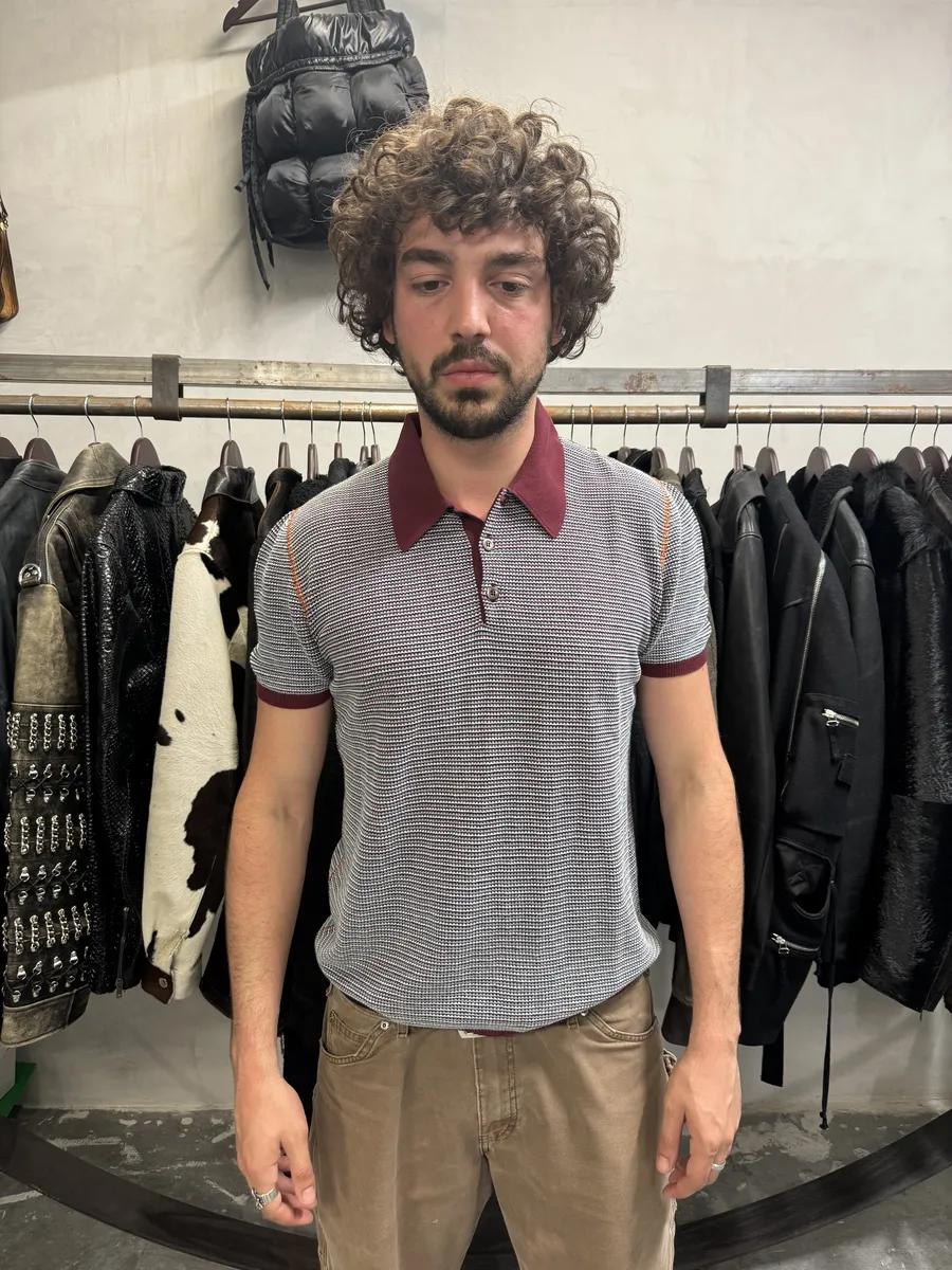 SS2016 Prada Contemporary Bordeaux Knit Polo Shirt - Image 2