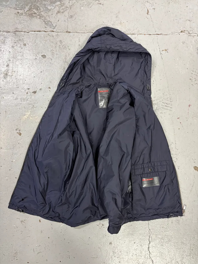 SS2016 Prada Navy Nylon Hooded Windbreaker Jacket - Image 7