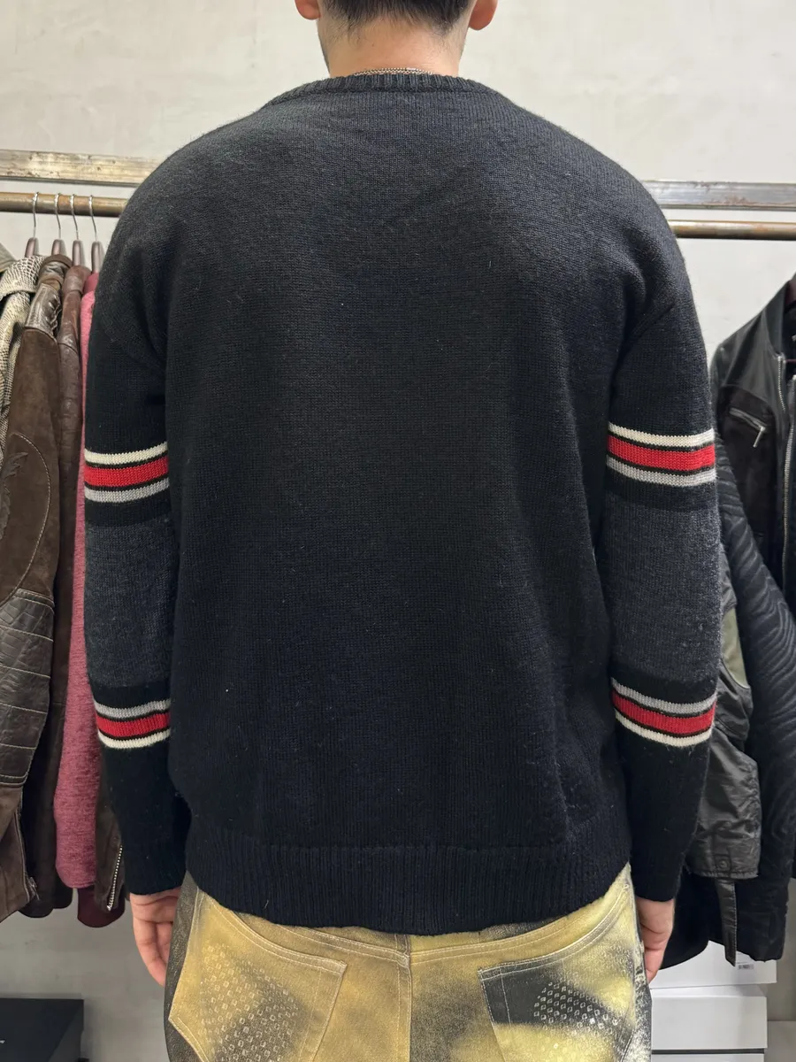 SS2016 Saint Laurent Black & Grey Wool Dinosaur Sweater - Image 4
