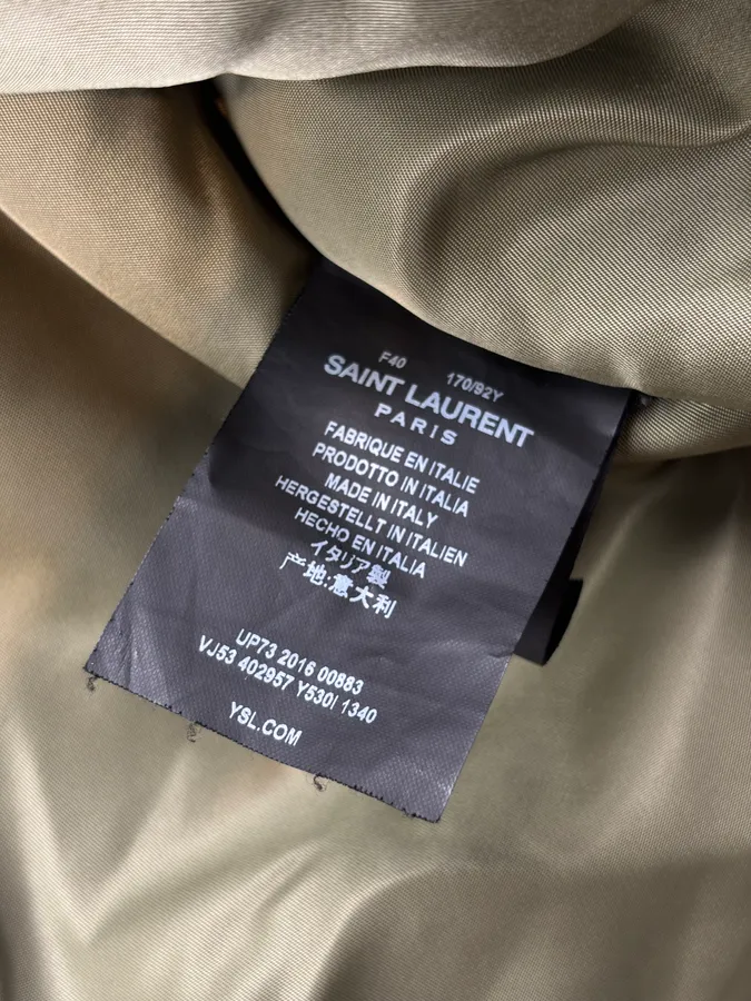 SS2016 Saint Laurent Khaki Nylon Cargo Bomber Jacket - Image 9