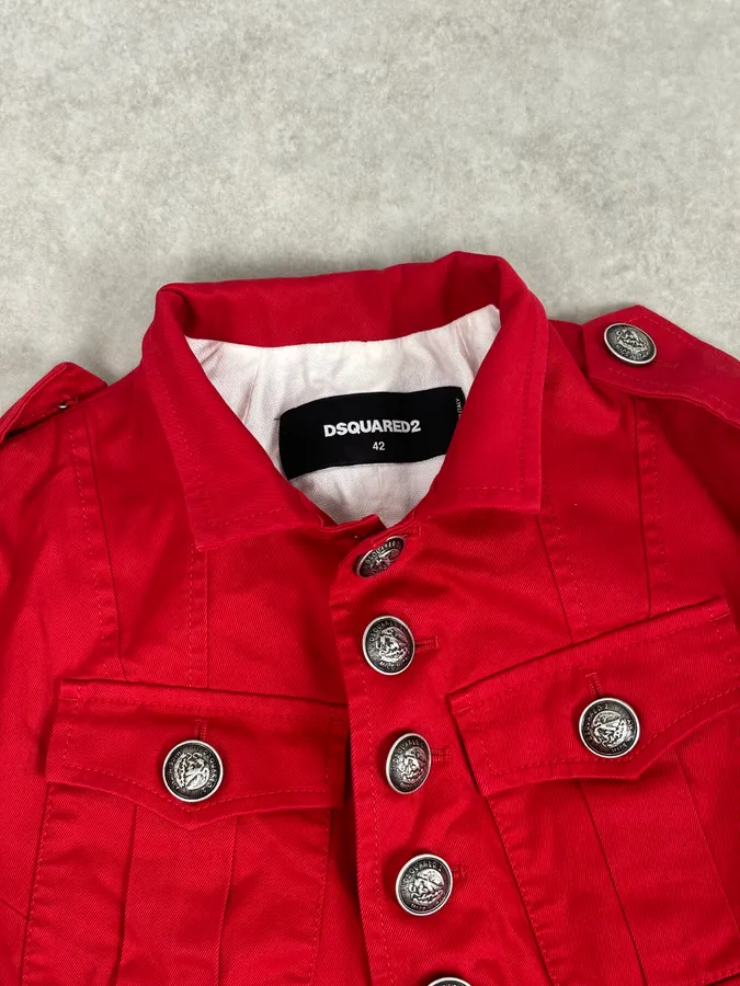 SS2017 Dsquared2 Red Buttoned Blazer Officer Jacket - Image 10