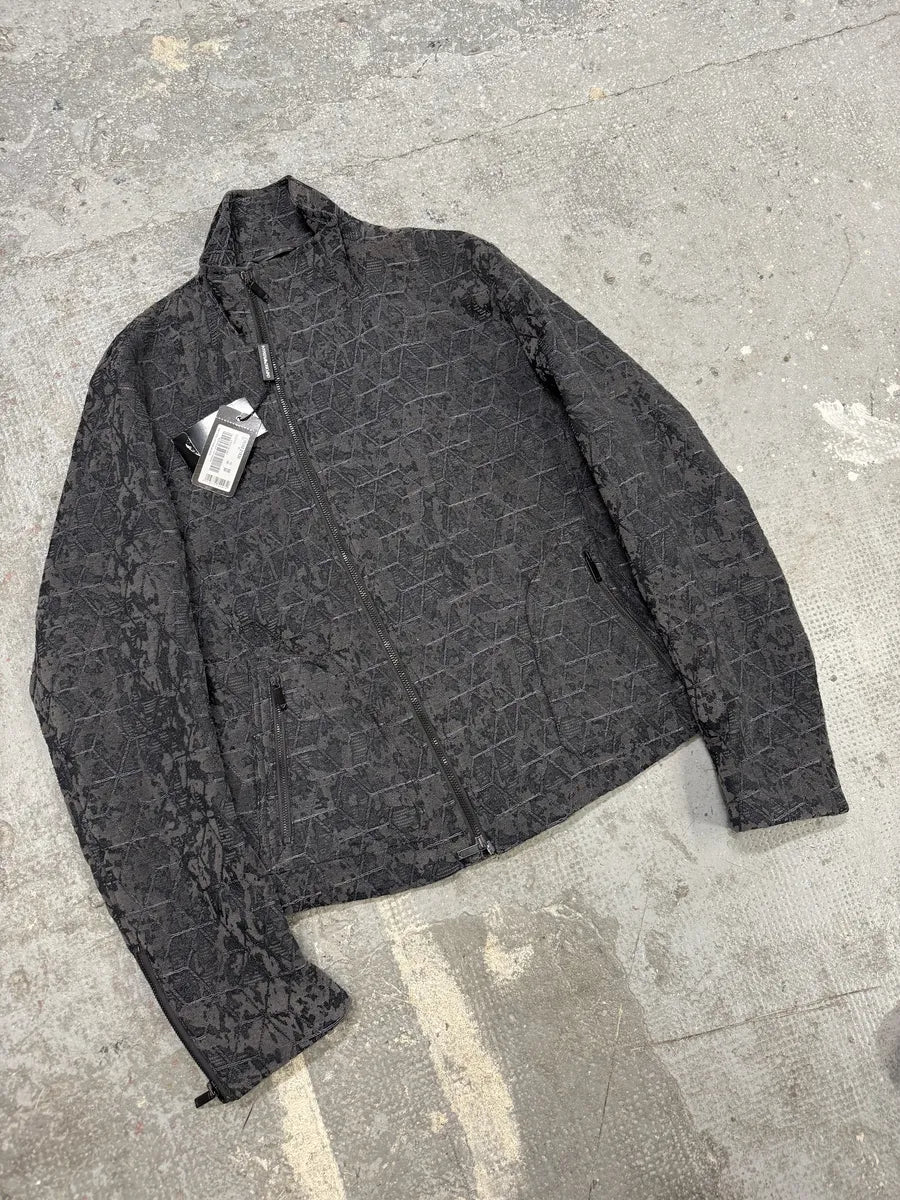 SS2017 Emporio Armani Asymmetrical Grey Pattern Multi Zip Ninja Jacket - Image 6