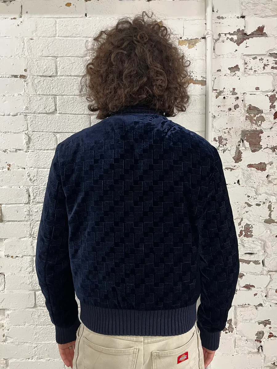 SS2017 Emporio Armani Velvet Textured Navy Bomber Jacket - Image 3