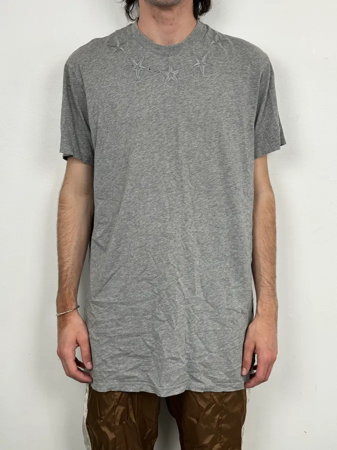 SS2017 Givenchy Grey Embroidered Star T-Shirt - Image 2