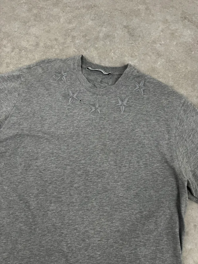 SS2017 Givenchy Grey Embroidered Star T-Shirt - Image 5