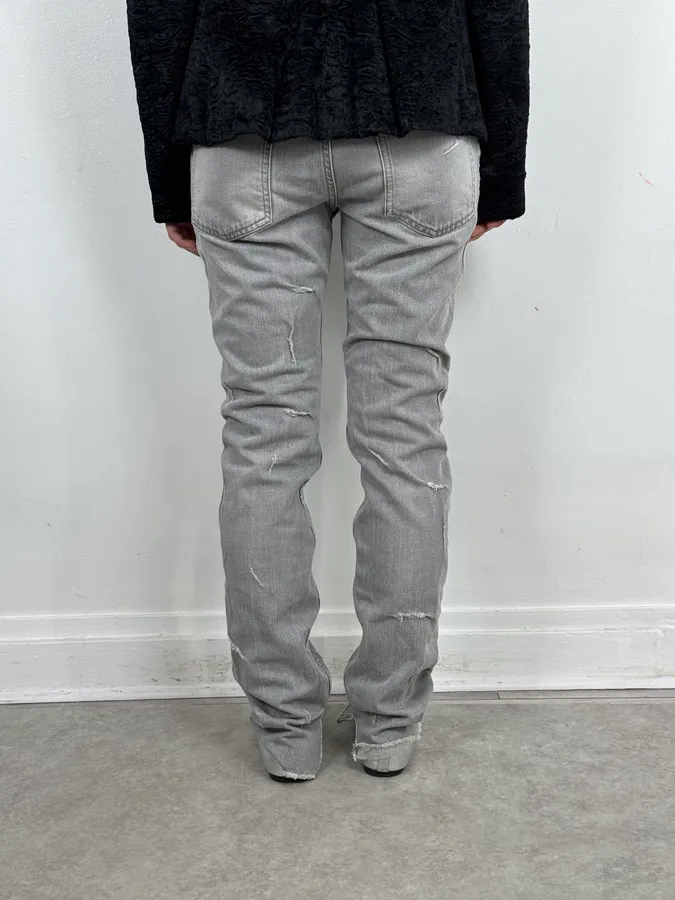 SS2017 Maison Margiela Grey Slim Distressed Denim Jeans - Image 4