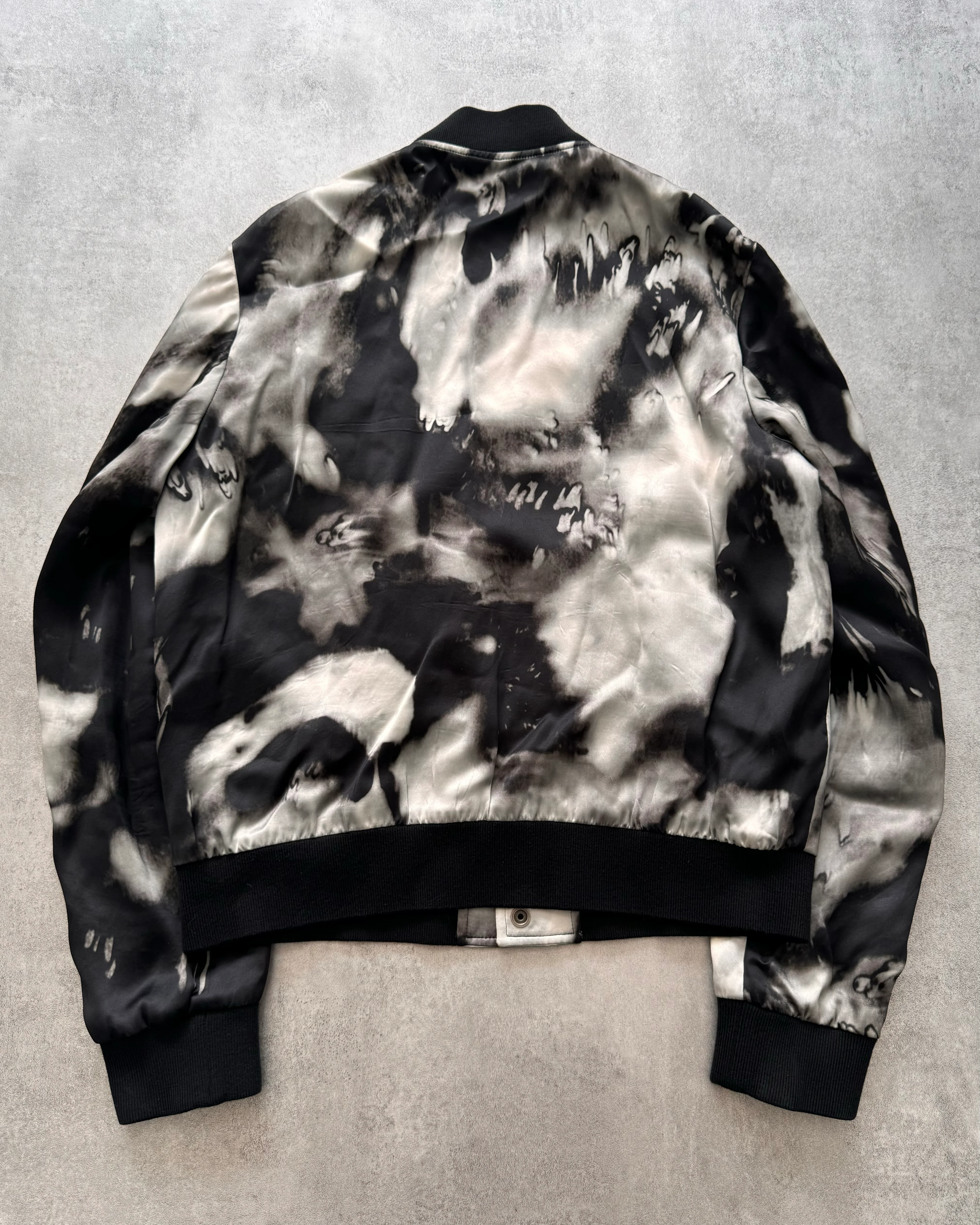 SS2017 Saint Laurent Grey and Black Tie-Dye Bomber Jacket - Image 3