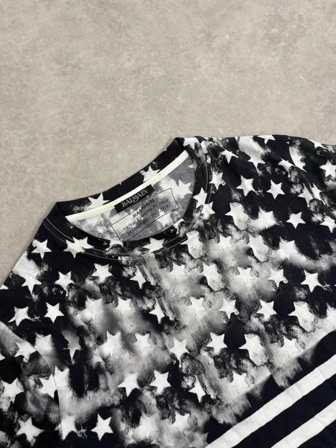 SS2018 Balmain Black White Star T-Shirt - Image 5