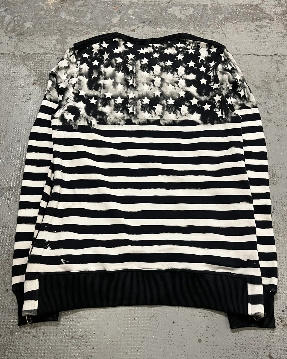SS2018 Balmain Black White Striped USA Flag Sweater - Image 7