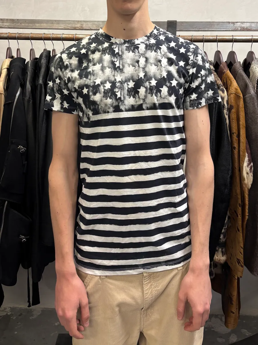 SS2018 Balmain Flag Star Black & White Tee-Shirt - Image 2