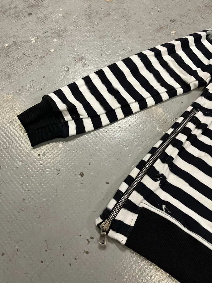 SS2018 Balmain USA Flag Black & White Striped Sweater - Image 9