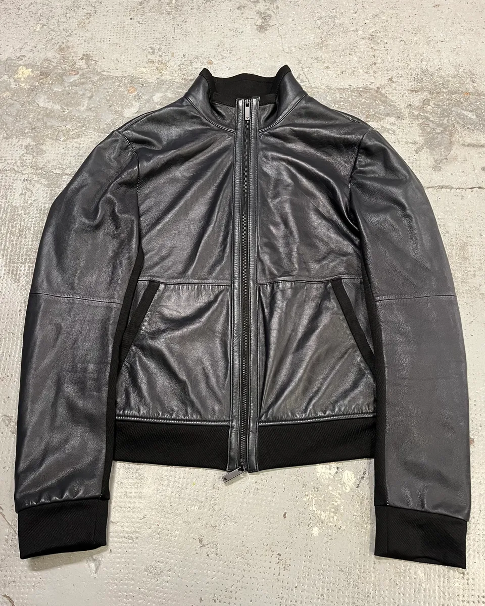 SS2018 Emporio Armani Black Hybrid Leather Jacket - Image 4