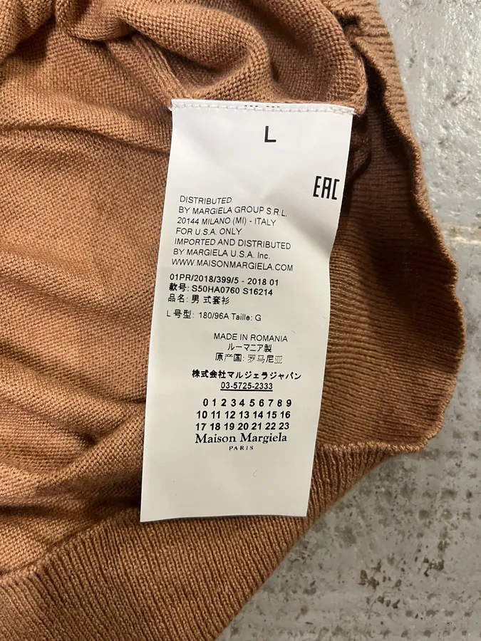 SS2018 Maison Margiela Brown Signature Padded Camel Sweater - Image 9