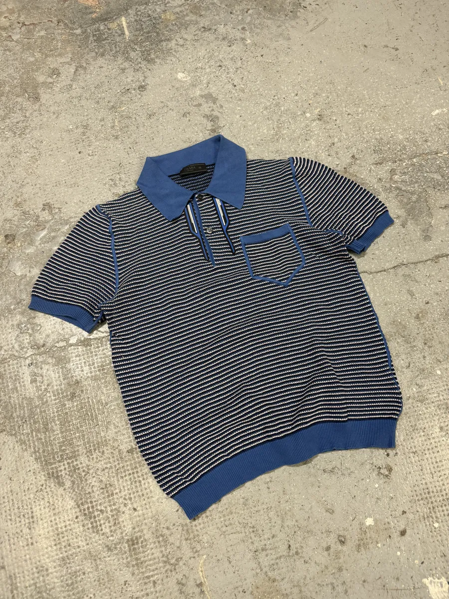 SS2018 Prada Blue Knitted Polo - Image 5