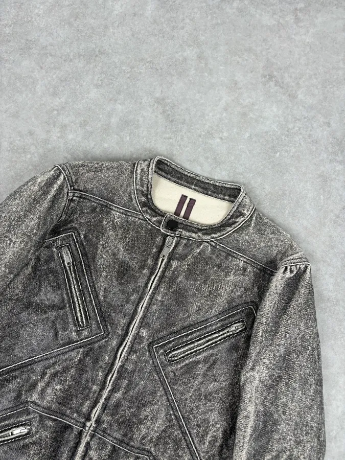 SS2018 Rick Owens Grey Dirt Eroded Grey Denim Jacket - Image 4