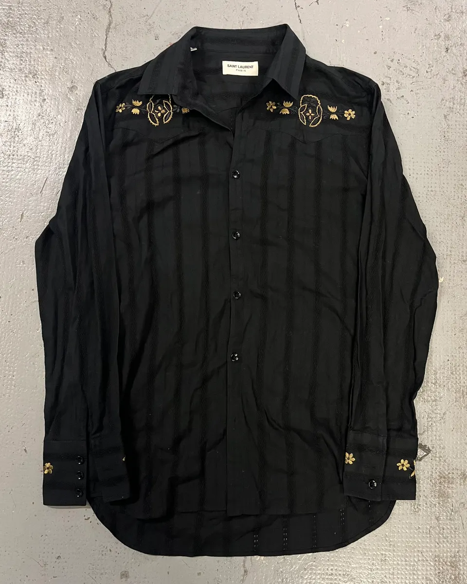 SS2018 Saint Laurent Black Gold Shirt