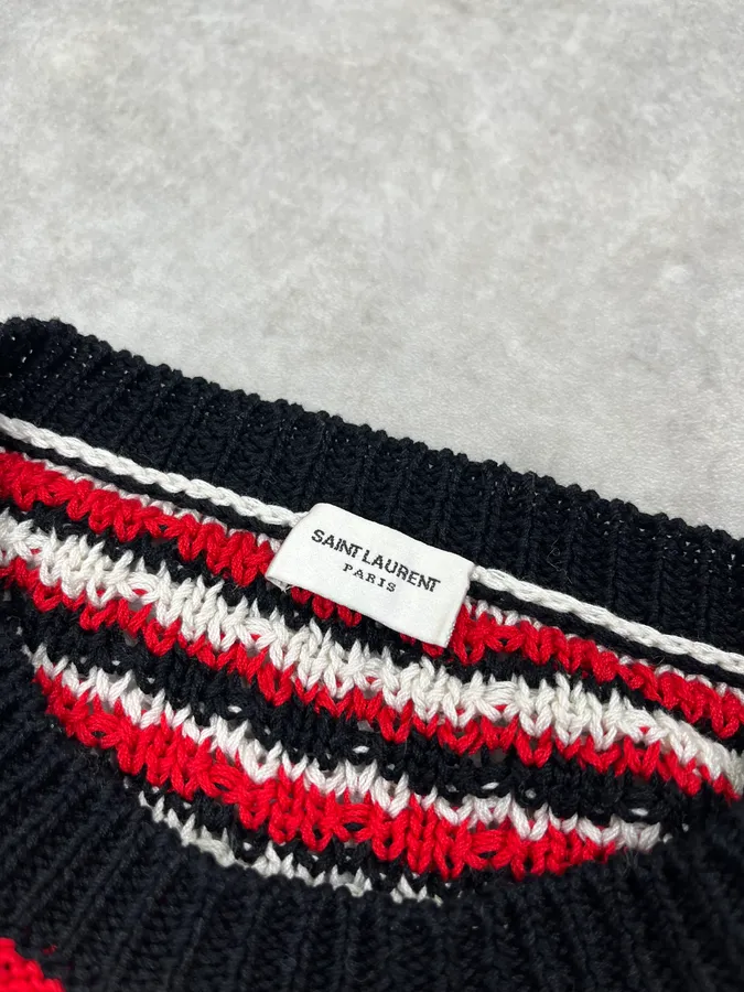 SS2018 Saint Laurent Sample Stripes Knit Black & Red Sweater - Image 8