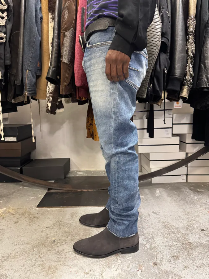 SS2019 Dior Blue Slim Distressed Denim Jeans - Image 3