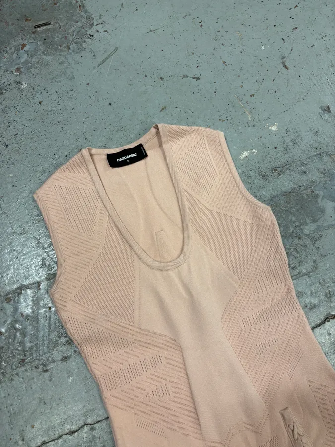 SS2019 Dsquared2 Pink Knit Laced Dress - Image 6
