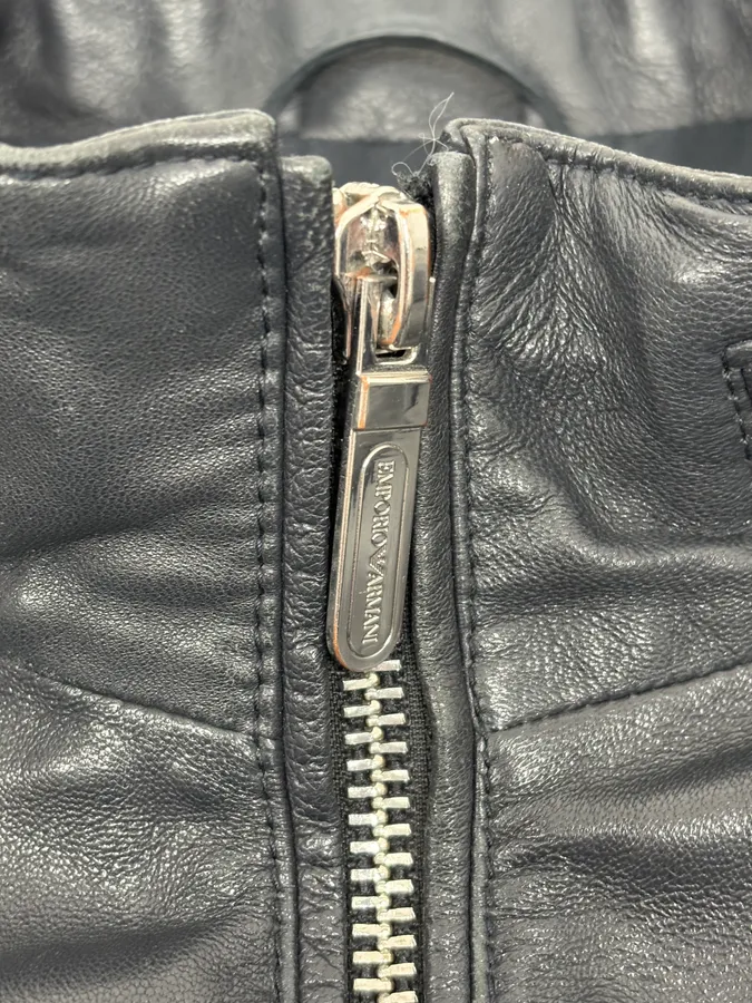 SS2019 Emporio Armani Black Leather Minimalist Jacket - Image 9