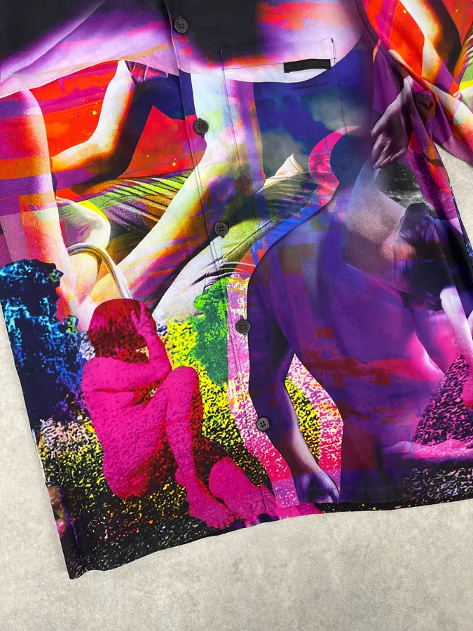 SS2019 Prada Psychedelic Amethyst Silk Bowling Shirt - Image 11