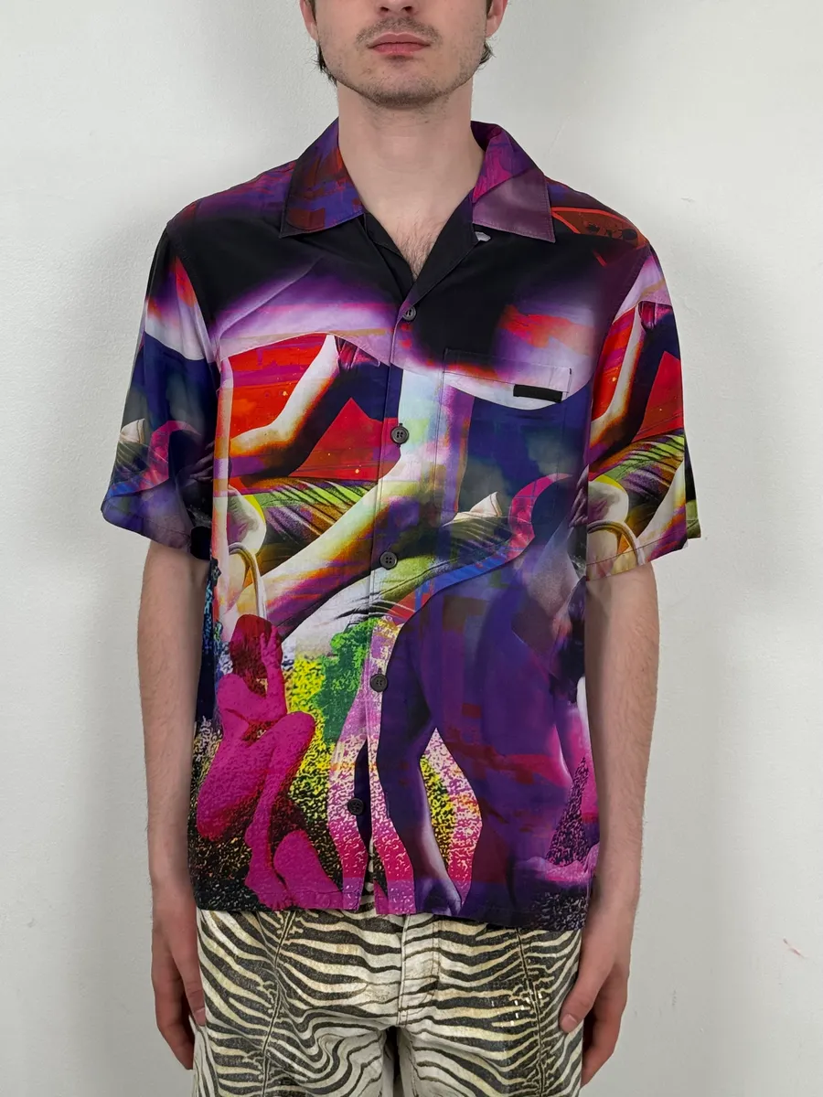 SS2019 Prada Psychedelic Amethyst Silk Bowling Shirt - Image 2