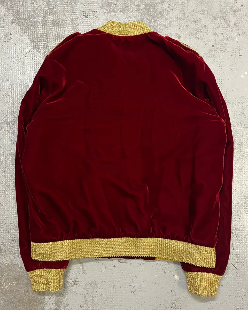 SS2019 Saint Laurent Bordeaux Velvet Gold Napoleon Officer Jacket - Image 9