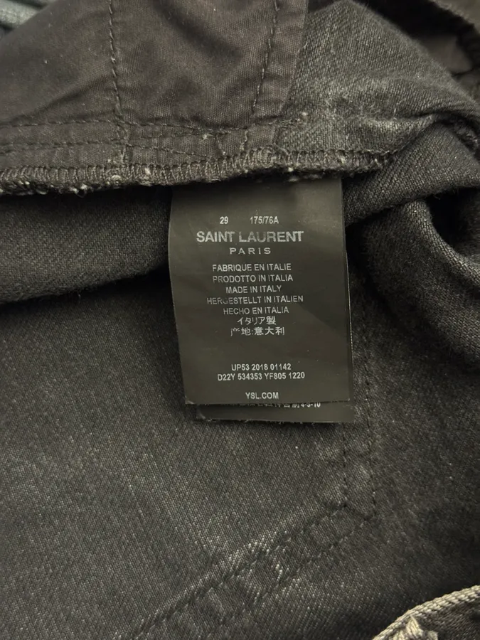 SS2019 Saint Laurent Dark Grey Slim Denim Jeans - Image 11