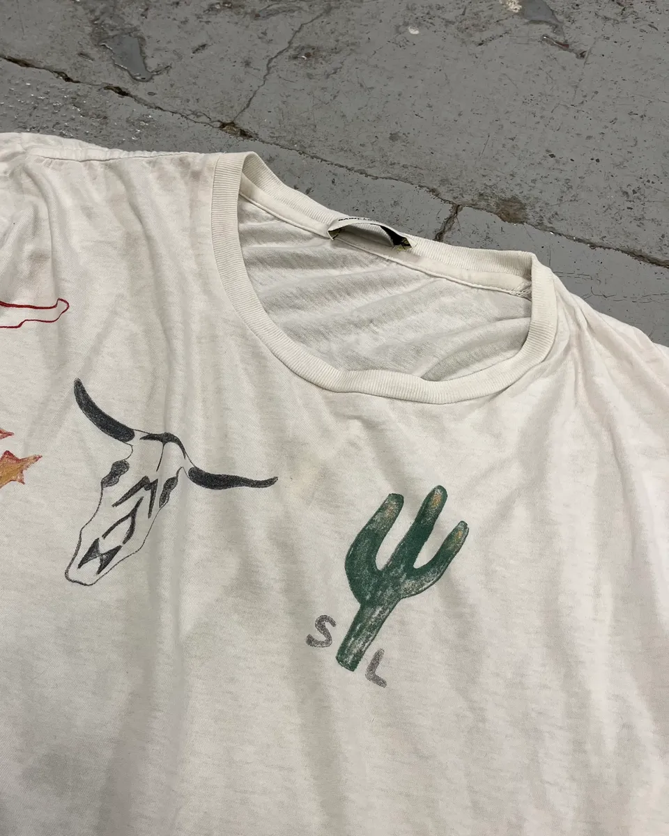SS2019 Saint Laurent White Far West Cactus T-Shirt - Image 5