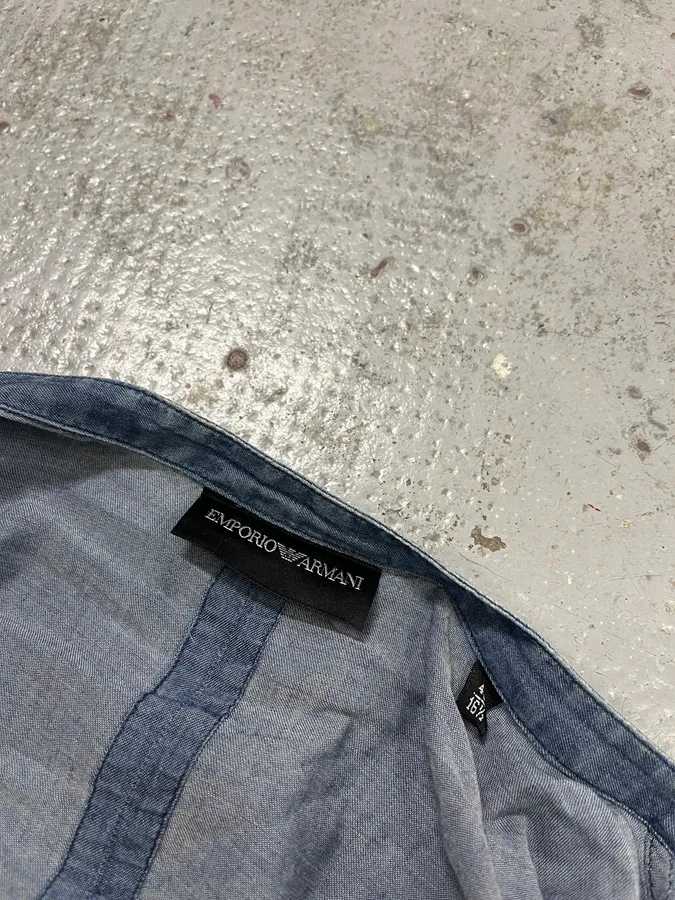 SS2020 Emporio Armani Blue Fingerprint Embroidered Soft Shirt Jacket - Image 11