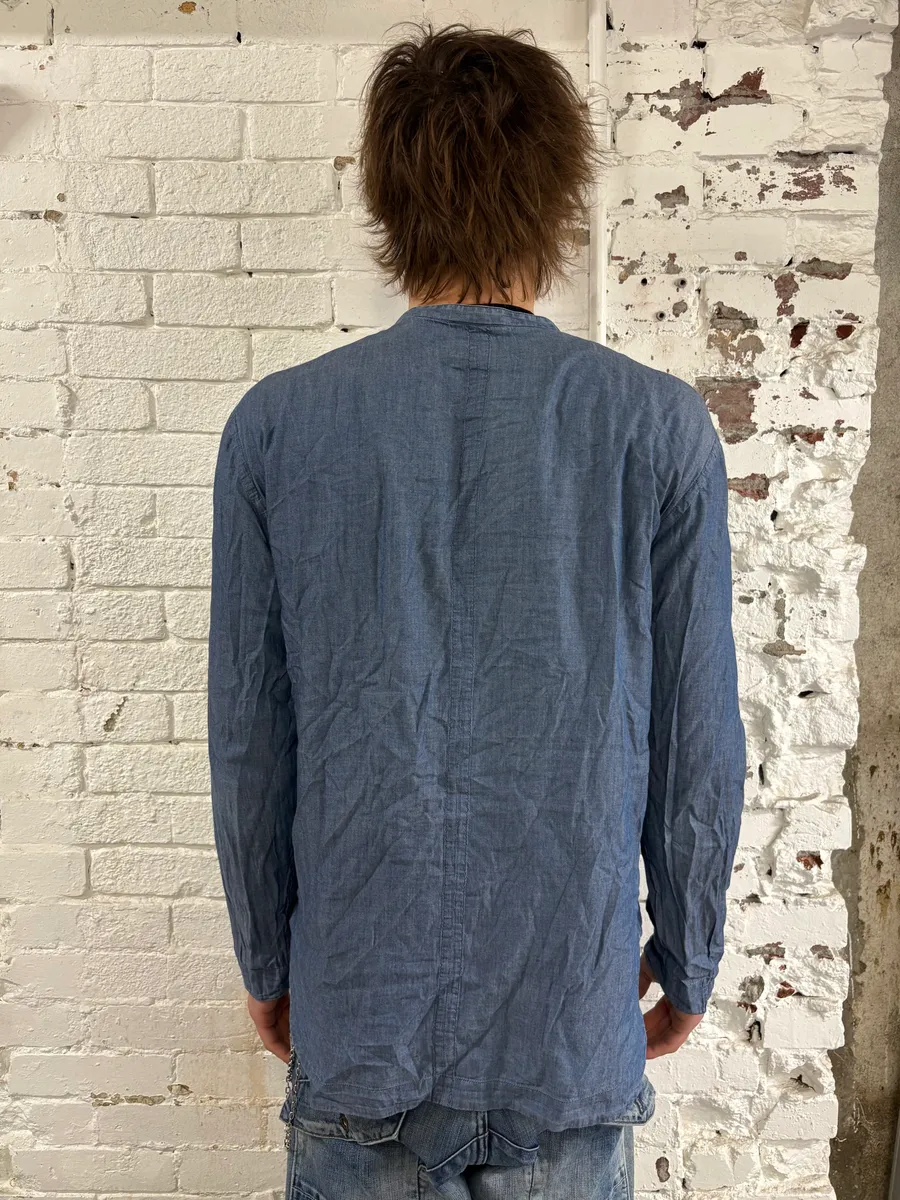 SS2020 Emporio Armani Blue Fingerprint Embroidered Soft Shirt Jacket - Image 3