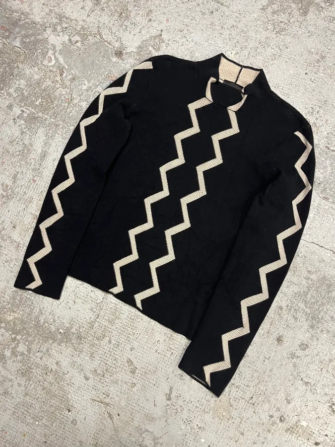 SS2020 Emporio Armani Geometrical Black Cozy Turtleneck - Image 5