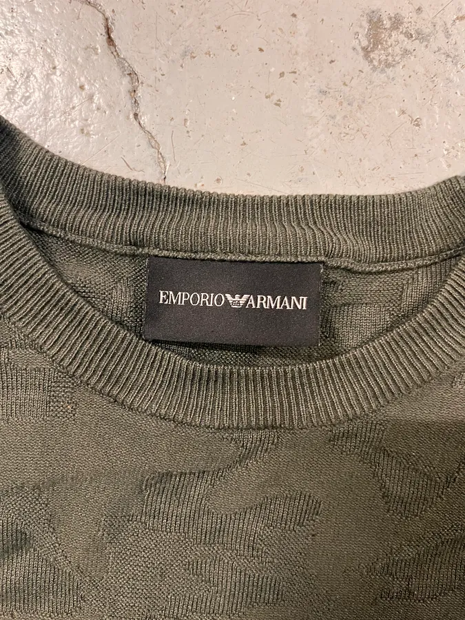 SS2020 Emporio Armani Military Relief Green Sweater - Image 7