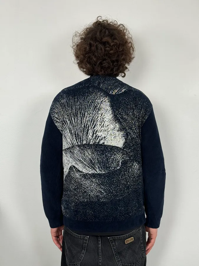 SS2020 Emporio Armani Mountain Landscape High Neck Navy Sweater - Image 3