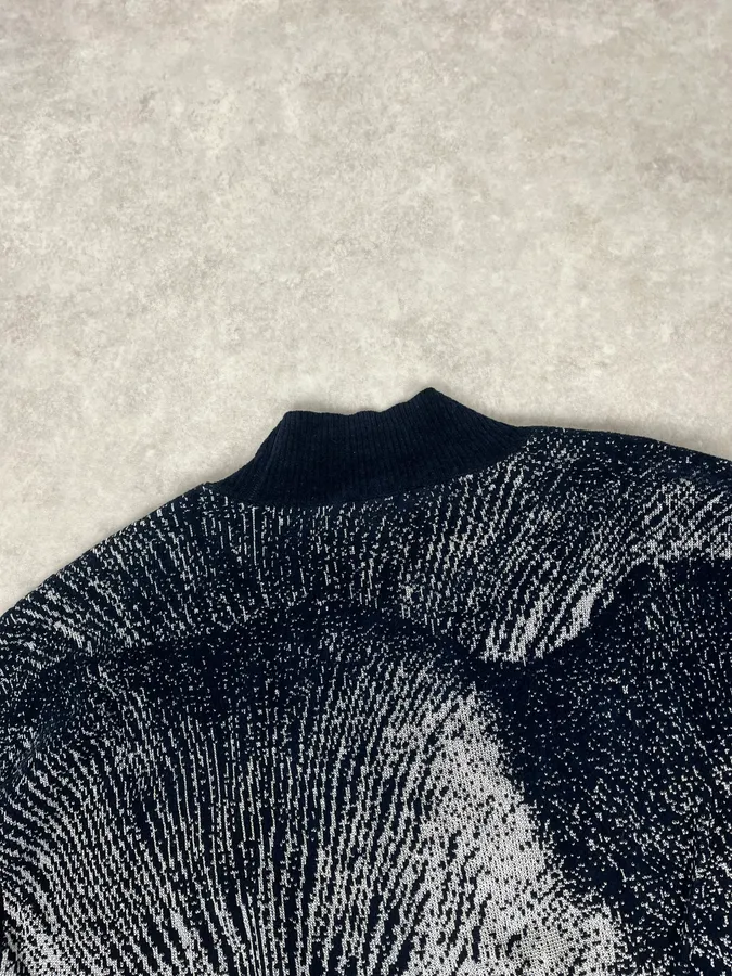 SS2020 Emporio Armani Mountain Landscape High Neck Navy Sweater - Image 7