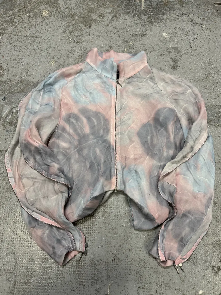 SS2020 Giorgio Armani Full Zip Runway Silk Cloudy Sky Bomber Jacket - Image 2