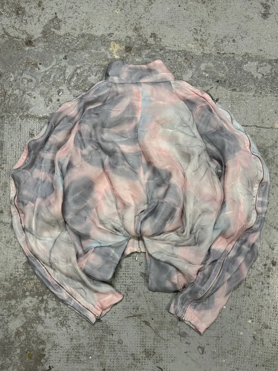 SS2020 Giorgio Armani Full Zip Runway Silk Cloudy Sky Bomber Jacket - Image 3